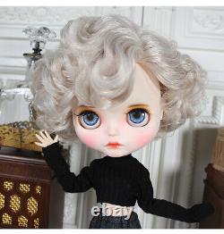 12Blythe Nude Doll from Factory Silver Mix Hair Make-up Eyebrow Sleep Eyes
