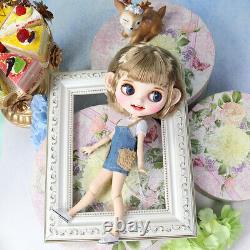 12 Blythe Nude Doll from Factory Golden Short Hair Eyebrow Smile Mouth+Teeth