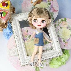 12 Blythe Nude Doll from Factory Golden Short Hair Eyebrow Smile Mouth+Teeth