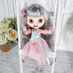 12 Blythe Nude Doll from Factory Silver Mixed Hair Eyebrow Smile Mouth+Teeth