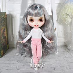 12 Blythe Nude Doll from Factory Silver Mixed Hair Eyebrow Smile Mouth+Teeth
