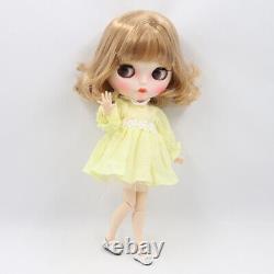 12 Factory blythe nude Doll Cute gold mix short curly hair matte face eyebrows