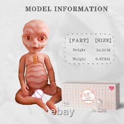 13.5 in Full Body Platinum Silicone Doll Reborn Dolls Alien Newborn Baby Painted