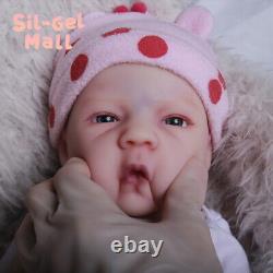 18.5Realistic Silicone Baby Doll Reborn Girl Dolls Newborn Handmake Rooted Hair