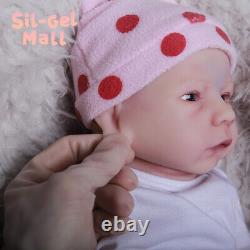18.5Realistic Silicone Baby Doll Reborn Girl Dolls Newborn Handmake Rooted Hair