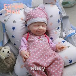 18.5 Full Body Solid Silicone Doll Reborn Baby Dolls Newborn Baby Smiley Girl
