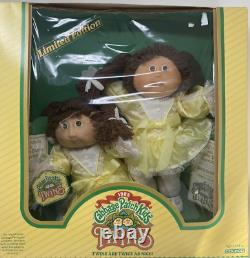 1985 Cabbage Patch Twins Brown Hair Eyes Limited Edition Fancy Yellow