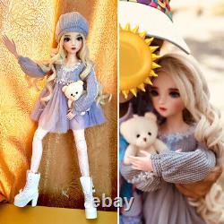 1/3 BJD Doll Kids Toys with Eyes Wigs Clothes Shoes Upgrade Face Makeup Lifelike
