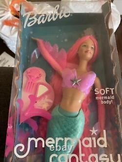 2002 New Rare Barbie Mermaid Fantasy Kayla Pink Hair And Accessories NRFB