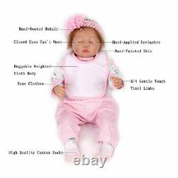 22''Reborn Baby Dolls Lifelike Newborn Handmade Silicone Vinyl Girl Doll+Clothes