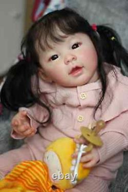 24in Lifelike Reborn Baby Doll Meilien Toddler Girl Rooted Hair 3D Skin Toy Gift