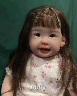 28Inch Lifelike Reborn Baby Doll Toddler Girl Dolls Hand-Rooted Hair Toys Gift