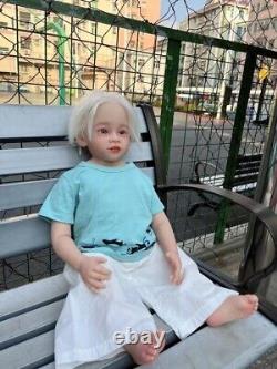 30 Toddler Girl Reborn Baby Doll With Limbs Cloth Body White Hair Painted Kit