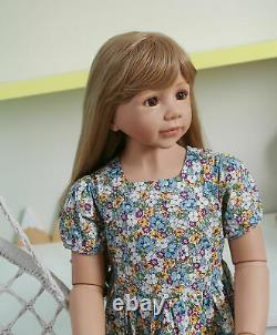 48inch Reborn Toddler Dolls Girl Long Hair Standing Reborn Doll Vinyl Full Body