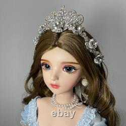 60cm 24inch BJD Doll Princess Beautiful Female Girl Dolls with Blue Dress Set