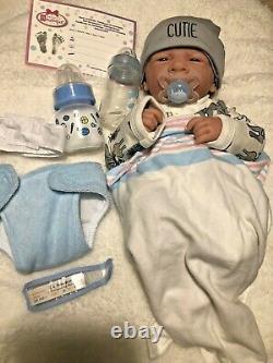 AWW! BABY BOY CUTIE! Preemie Life Like Reborn Pacifier Doll + Extras