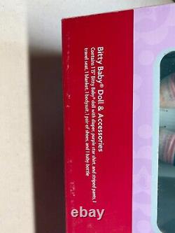 American Girl BITTY BABY DOLL & TRAVEL SEAT GIFT SET Brown HAIR -new in box