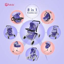 Anivia Baby Doll Stroller and Doll Swings for 15 inches Dolls 8 in 1 Doll