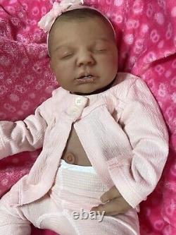 BIG silicone baby Girl/boy Doll. 22 In. 7.5 Lbs. Biracial 1/4 Limb. Belly Plate