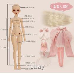 BJD Doll 1/4 Recast Girl Women Full Set Wig Clothes Makeup Outfits Princess GIFT