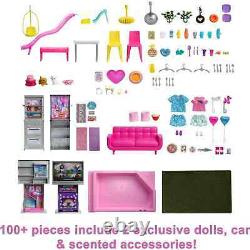 Barbie 60th Celebration DreamHouse Playset 2 Exclusive Dolls Car Pool 100+ Piece