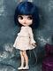 Blythe Nude Doll From Factory Dark Blue Hair With Make-up Eyebrow Sleeping Eyes