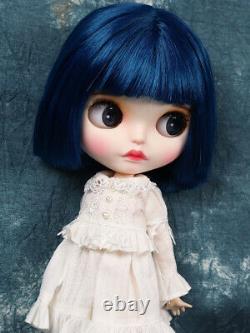 Blythe Nude Doll from Factory Dark Blue Hair With Make-up Eyebrow Sleeping Eyes