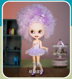 Blythe Nude Doll from Factory Purple Mixed Color Hair Eyebrow Smile Mouth+Teeth