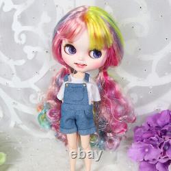 Blythe Nude Doll from Factory Rainbow Color Long Hair Eyebrow Cute Smile Mouth