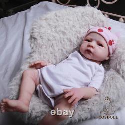 COSDOLL 18.5Reborn Baby Dolls Silicone Baby Girl Can Drink Water and Pee withHair