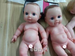 COSDOLL 2PCS Set Platinum Full Silicone Baby Reborn Dolls Painted Lifelike Dolls
