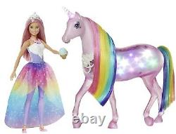 Dreamtopia Magical Lights Unicorn with Rainbow Mane, Lights And Sounds, Barbie