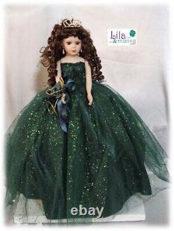 Emerald Green Quinceanera Doll with Gold Crown