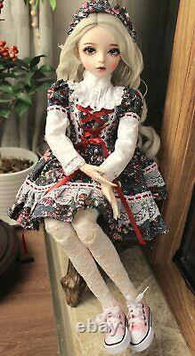 FULL SET 1/3 Ball Jointed Girl 60cm BJD Doll + Changeable Eyes + Clothes + Wig