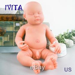IVITA 18.5'' Full Body Soft Silicone Reborn Baby BOY Real Doll Sleeping Baby