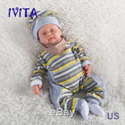 IVITA 18'' Cute Full Body Silicone Reborn Baby GIRL Take A Dummy Silicone Doll