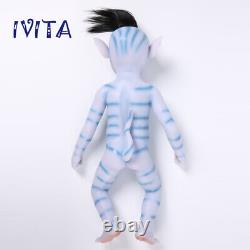 IVITA 18'' Floppy Silicone Baby Amber Eyes Boy Silicone Doll Root Black Hair