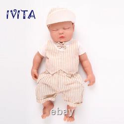 IVITA 18 Full Body Filled Soft Silicone Closed Eyes Doll Newborn Baby Boy Toy
