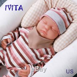 IVITA 18'' Full Body Soft Silicone Realistic Doll Eyes Closed Reborn Baby BOY