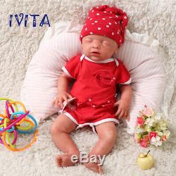 IVITA 18'' Full Soft Silicone Reborn Baby Doll GIRL Eyes-closed Holiday Gifts