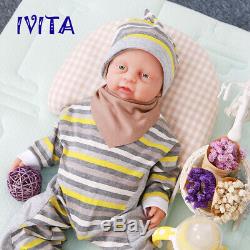 IVITA 18'' Lifelike Full Silicone Reborn Baby BOY Doll Accompany Birthday Gift