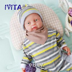 IVITA 18'' Lifelike Full Silicone Reborn Baby BOY Doll Accompany Birthday Gift