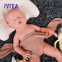 IVITA 18'' Full Silicone Reborn Doll Eyes Closed Baby Girl Take Pacifier 3100g 