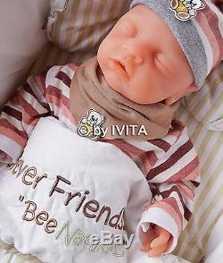 IVITA 18 inch Eyes-closed Baby Doll Girl Full Body Soft Silicone Lifelike Reborn