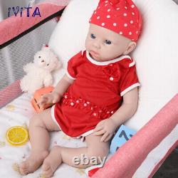 IVITA 19'' Silicone Reborn Doll Soft Silicone Baby Girl Doll Take a Pacifier