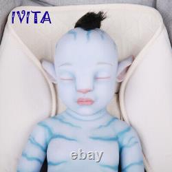 IVITA 20'' Full Silicone Reborn Dolls Root Hair Fairy Eyes Closed Baby Boy Xmas