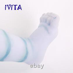 IVITA 20'' Full Silicone Reborn Dolls Root Hair Fairy Eyes Closed Baby Boy Xmas