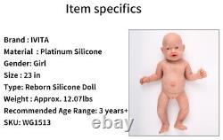 IVITA 23'' Full Silicone Reborn Doll Baby Girl Take Pacifier Xmas Gift 5400g Toy