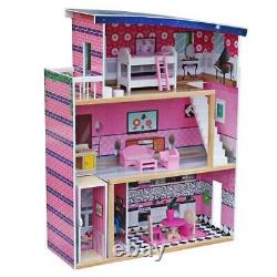 Large Size Doll House Girls Dream Play Playhouse Dollhouse Wooden Game Toy New