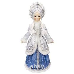Large Snow Maiden Doll Russian Snegurochka Figurine Handmade Christmas Doll, 17